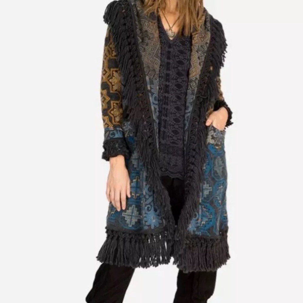 Johnny Was Tokely hooded Duster size L Pennylane style